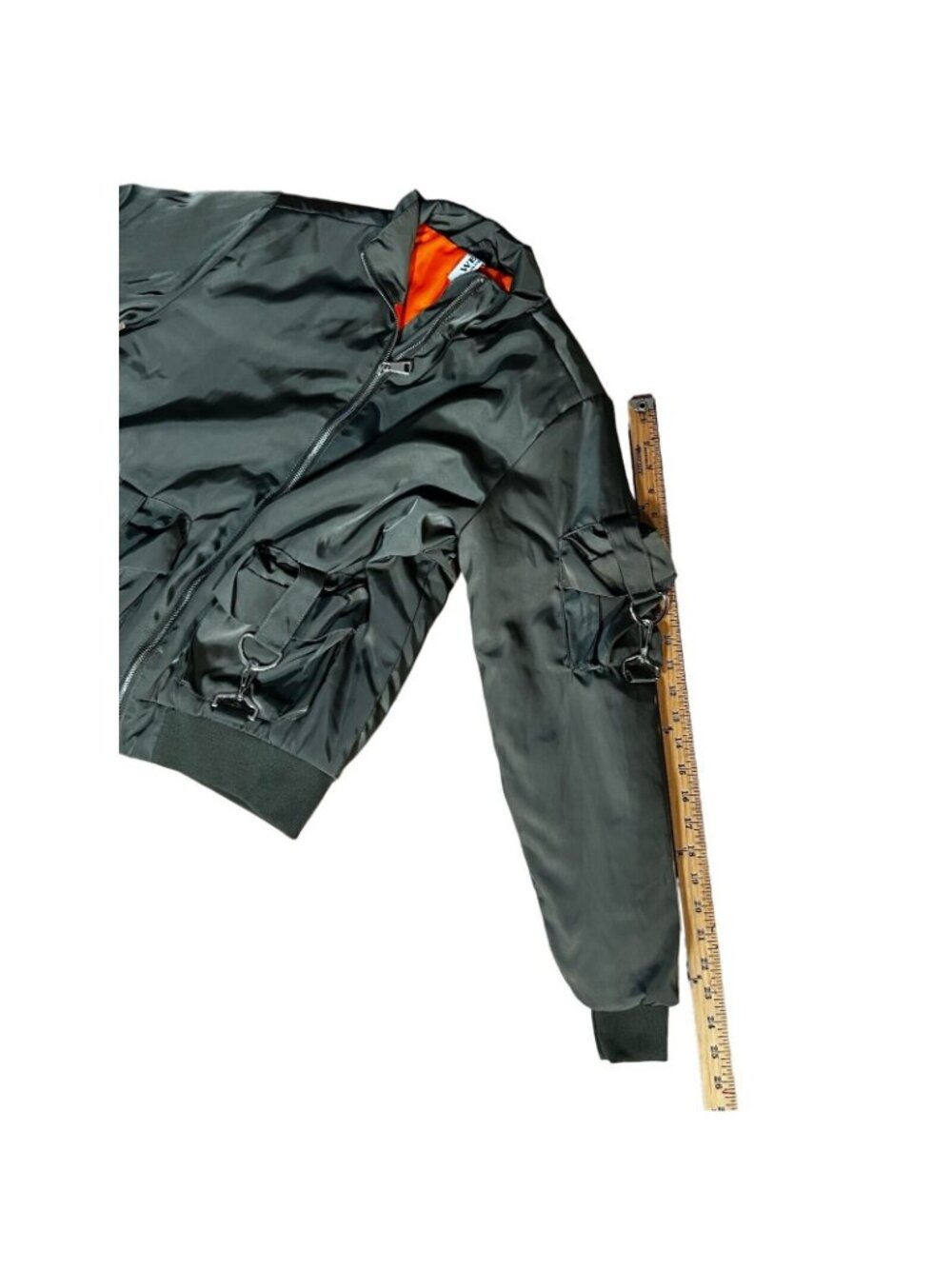 Weive Mens Bomber Jacket Green SM Hardware Waist Length Chain Unisex Streetwear - Picture 4 of 8